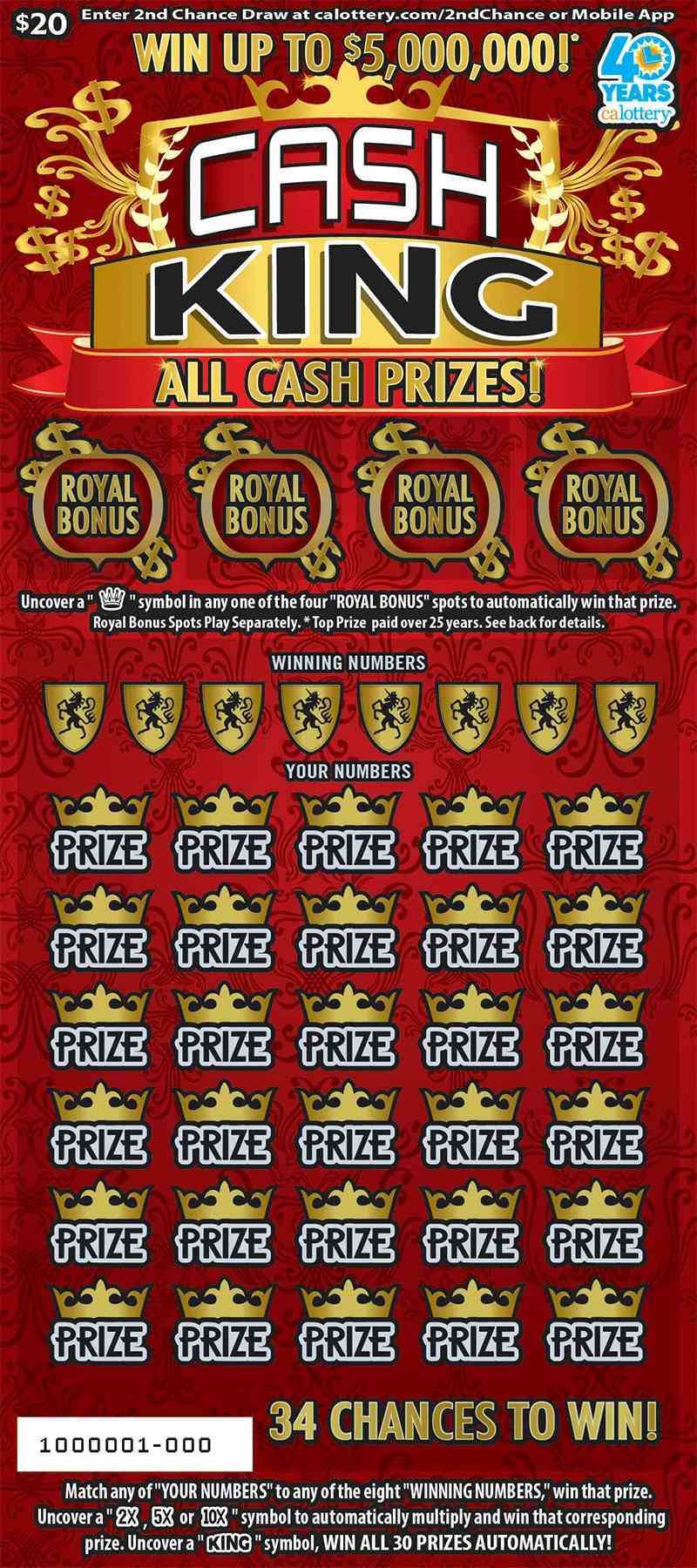 Cash King scratchcard - game number #1664 - front