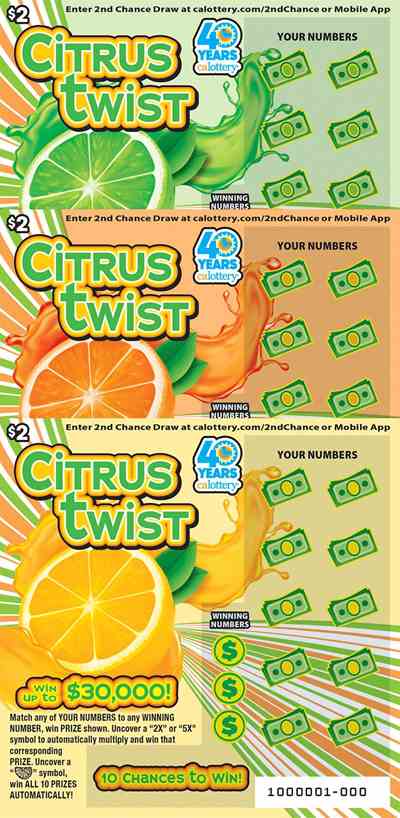Citrus Twist scratchcard - game number #1679 - front
