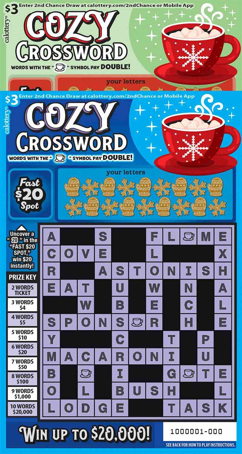 Cozy Crossword scratchcard - game number #1702 - front