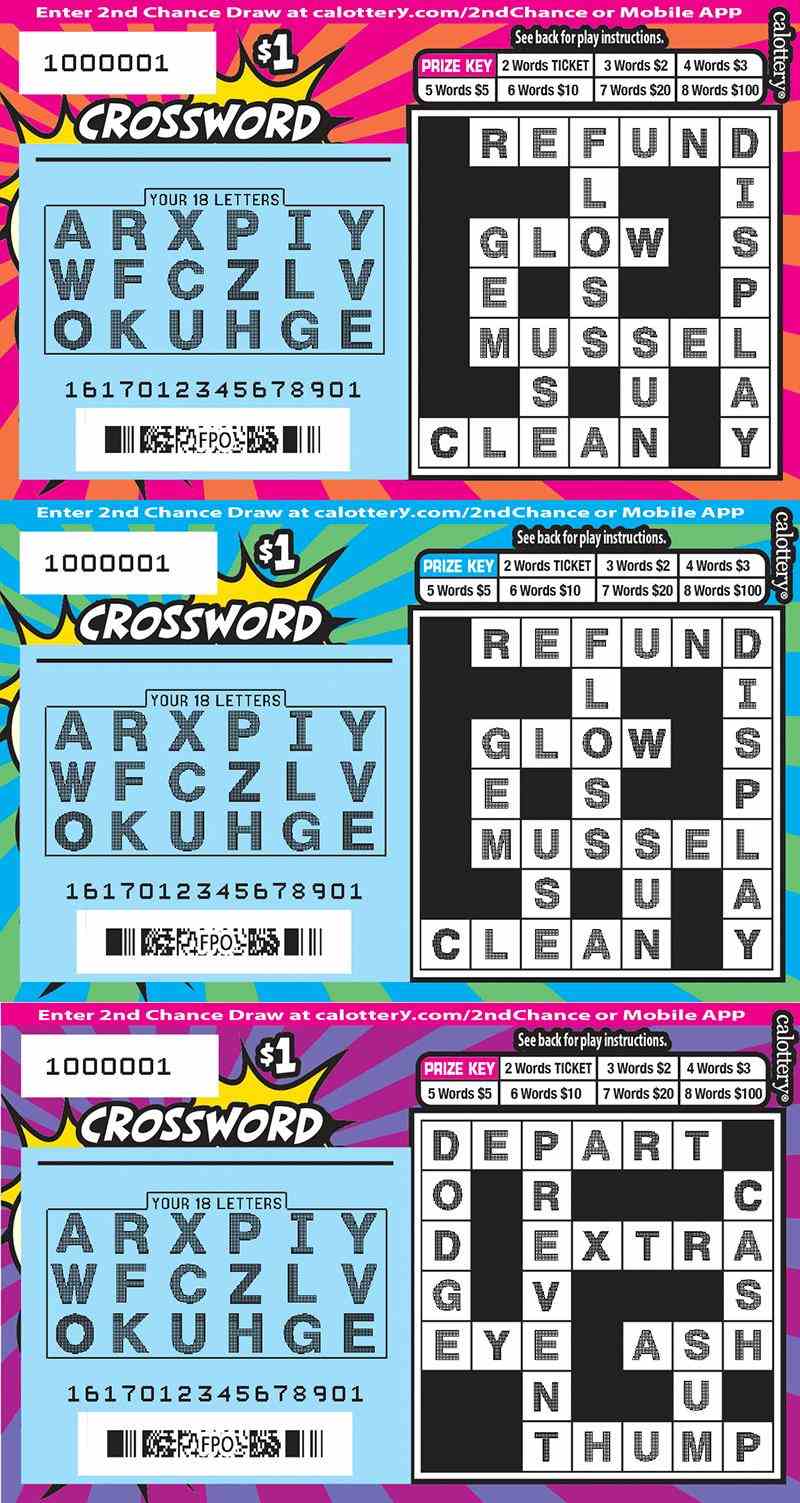 Crossword Express scratchcard - game number #1617 - front-scratched