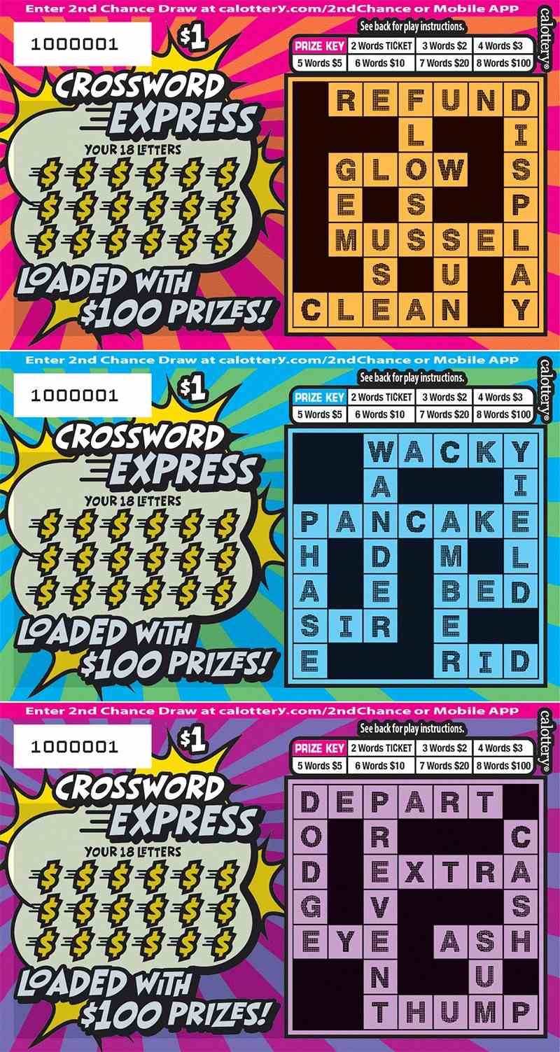 Crossword Express scratchcard - game number #1617 - front