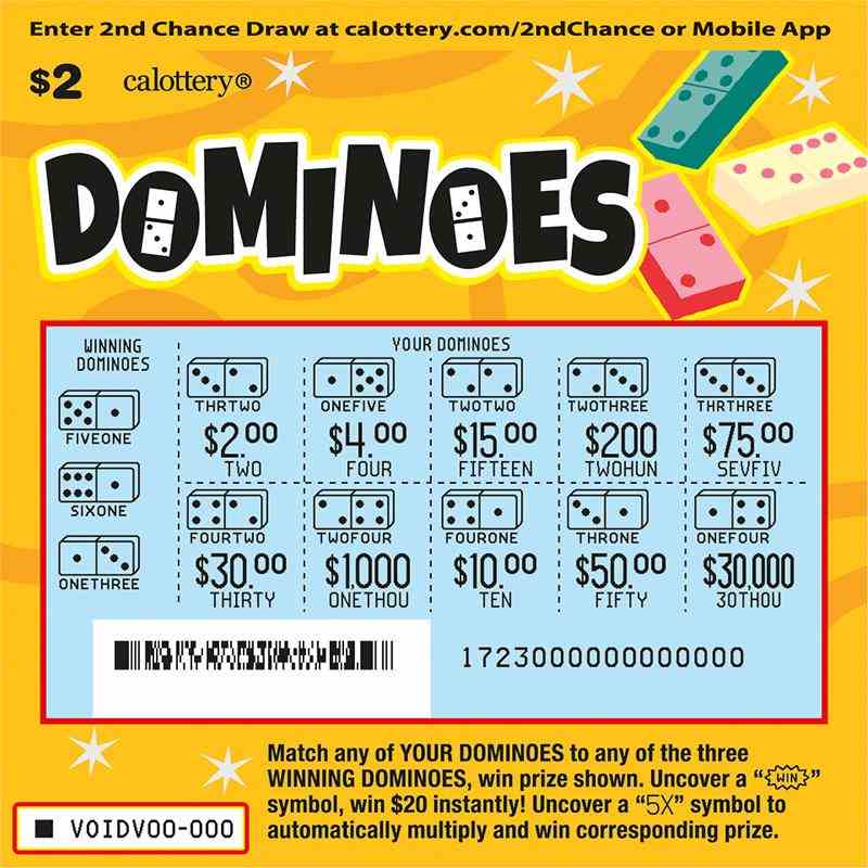 Dominoes scratchcard - game number #1723 - front-scratched