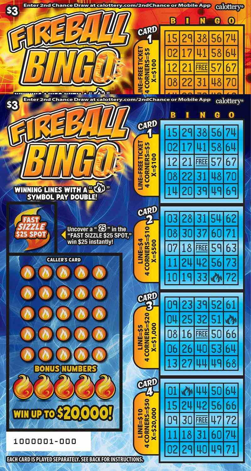Fireball Bingo scratchcard - game number #1711 - front