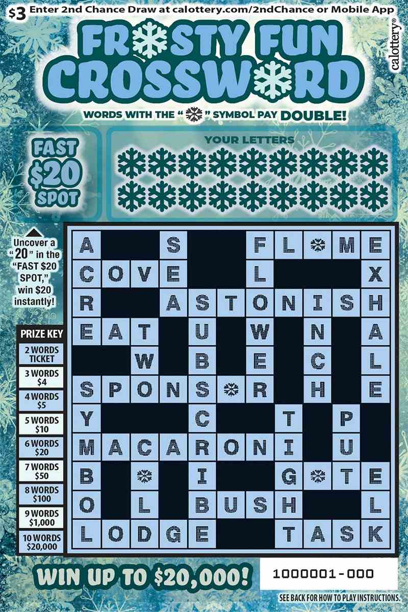 Frosty Fun Crossword scratchcard - game number #1648 - front