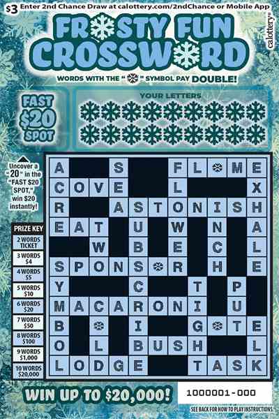 Frosty Fun Crossword scratchcard - game number #1648 - front
