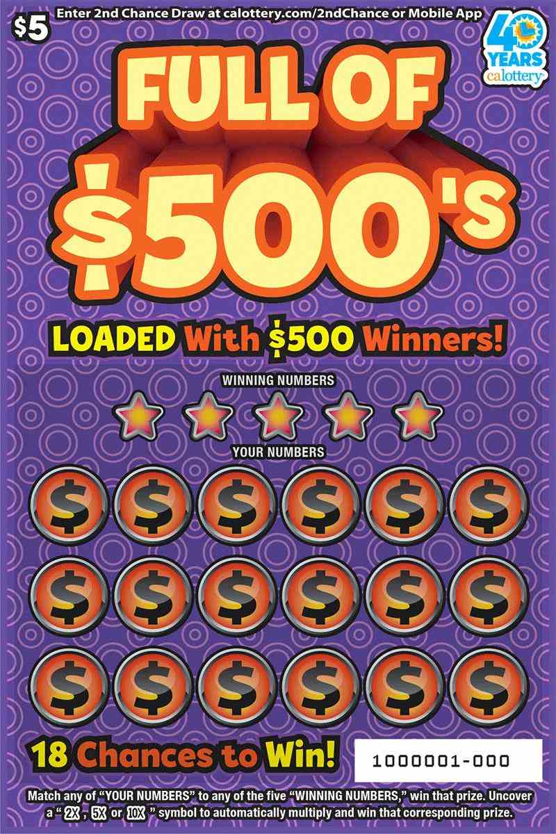 Full Of 500'S scratchcard - game number #1703 - front