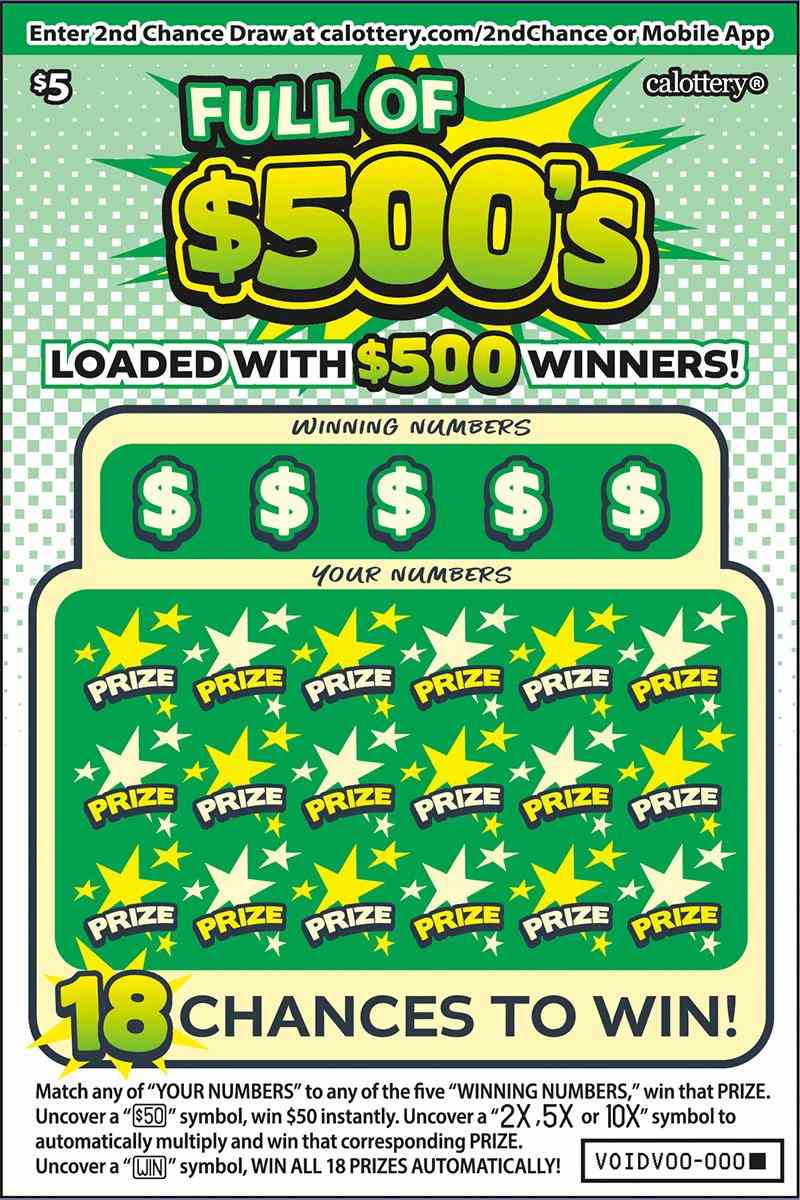 Full Of 500'S scratchcard - game number #1742 - front