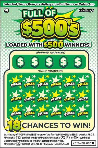 Full Of 500'S scratchcard - game number #1742 - front
