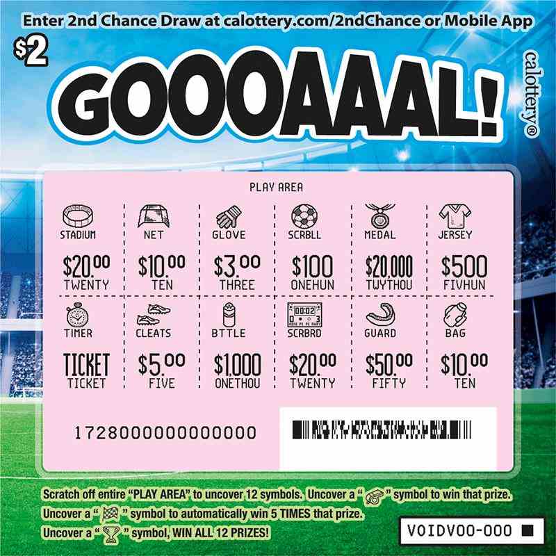 Goooaaal! scratchcard - game number #1728 - front-scratched