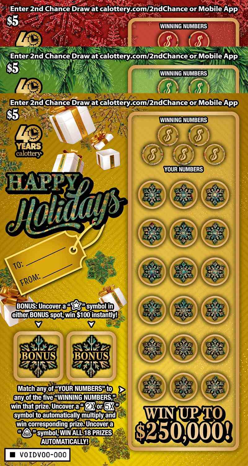 Happy Holidays scratchcard - game number #1698 - front