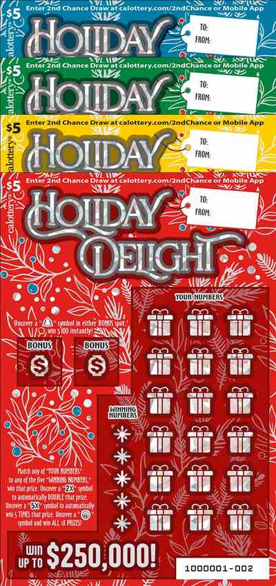 Holiday Delight scratchcard - game number #1751 - front