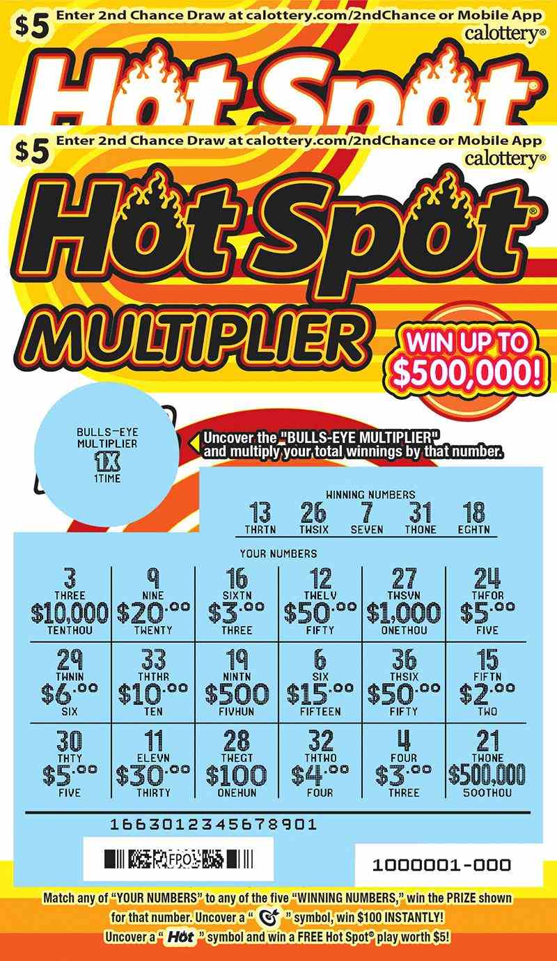 Hot Spot Multiplier scratchcard - game number #1663 - front-scratched