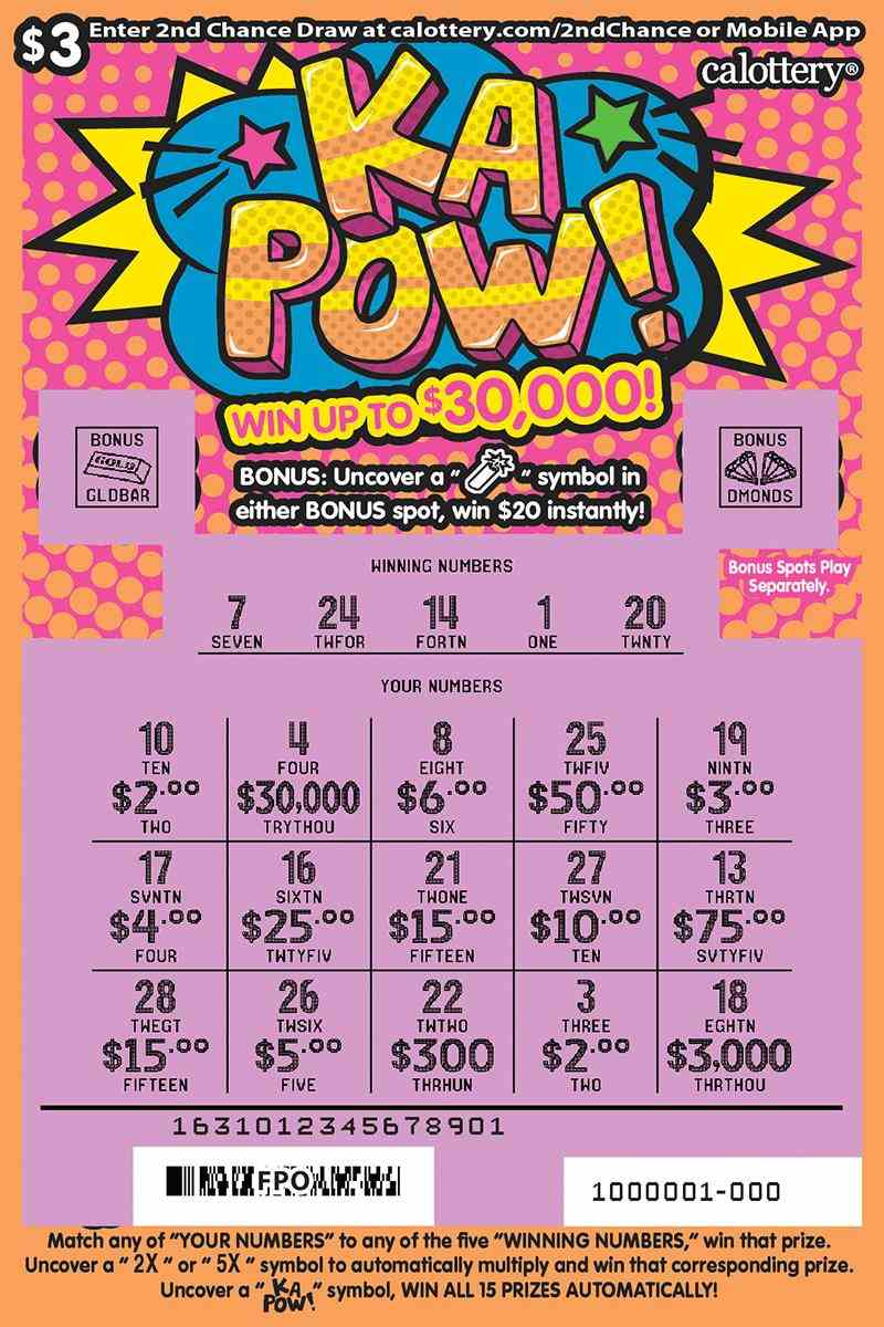 Ka Pow scratchcard - game number #1631 - front-scratched