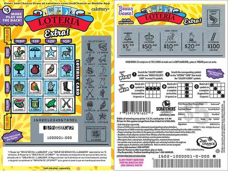 Loteria Extra! scratchcard - game number #1602 - front-scratched