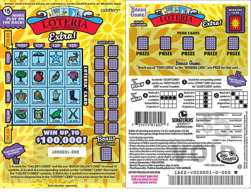 Loteria Extra! scratchcard - game number #1602 - front
