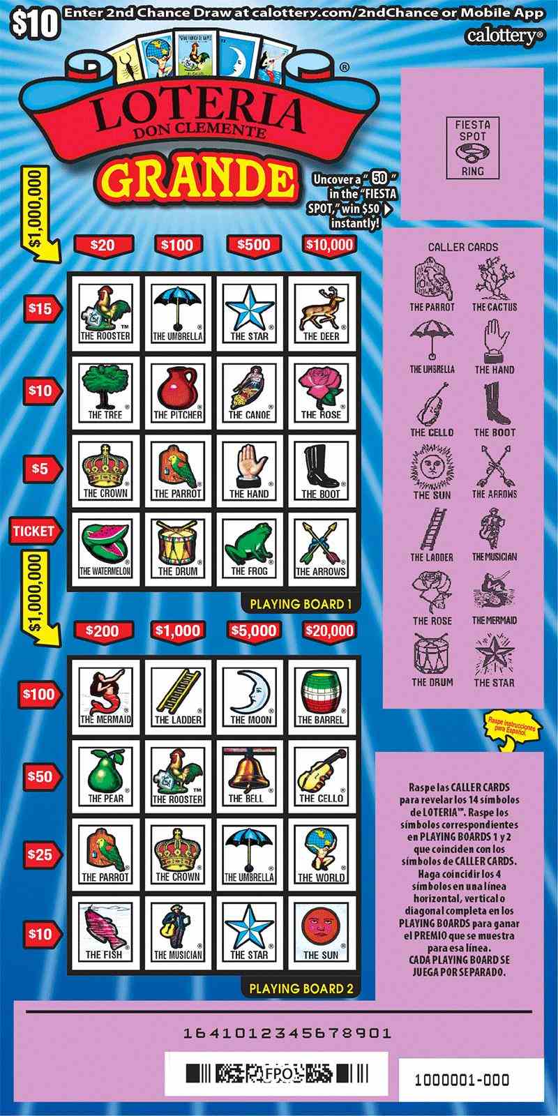 Loteria Grande scratchcard - game number #1641 - front-scratched