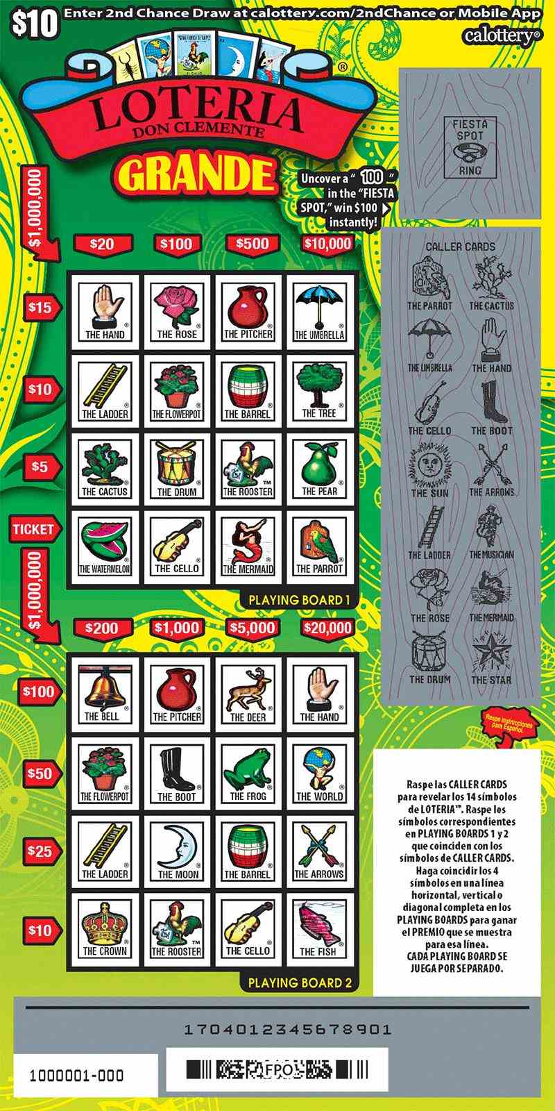 Loteria Grande scratchcard - game number #1704 - front-scratched