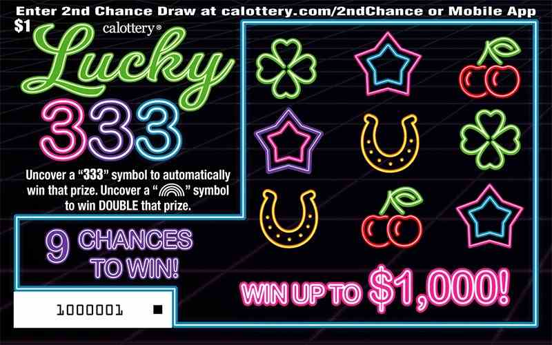 Lucky 333 scratchcard - game number #1608 - front