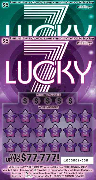Lucky 7 scratchcard - game number #1636 - front
