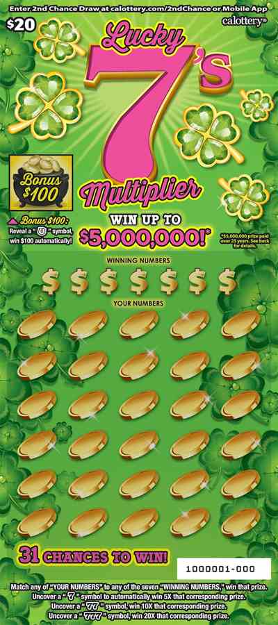 Lucky 7'S Multiplier scratchcard - game number #1603 - front