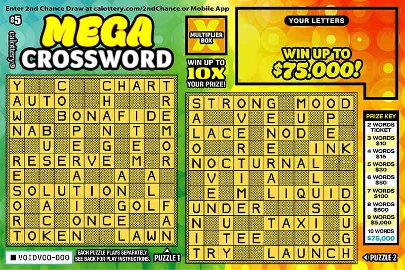 Mega Crossword scratchcard - game number #1583 - front