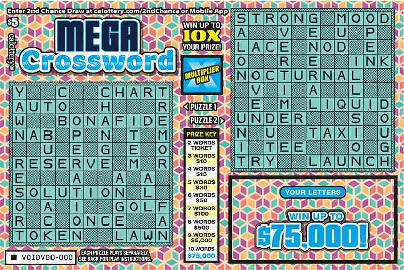 Mega Crossword scratchcard - game number #1628 - front
