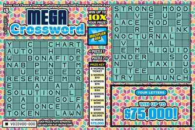 Mega Crossword scratchcard - game number #1628 - front