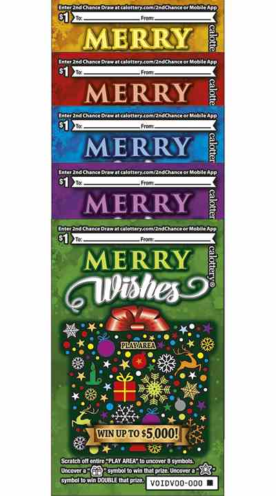Merry Wishes scratchcard - game number #1643 - front