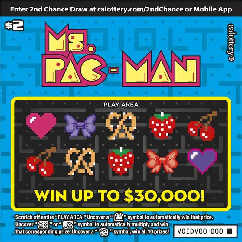 Ms Pac-Man scratchcard - game number #1613 - front