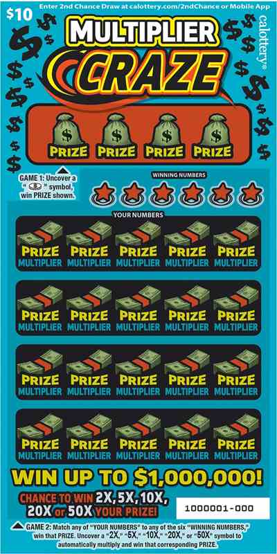 Multiplier Craze scratchcard - game number #1620 - front