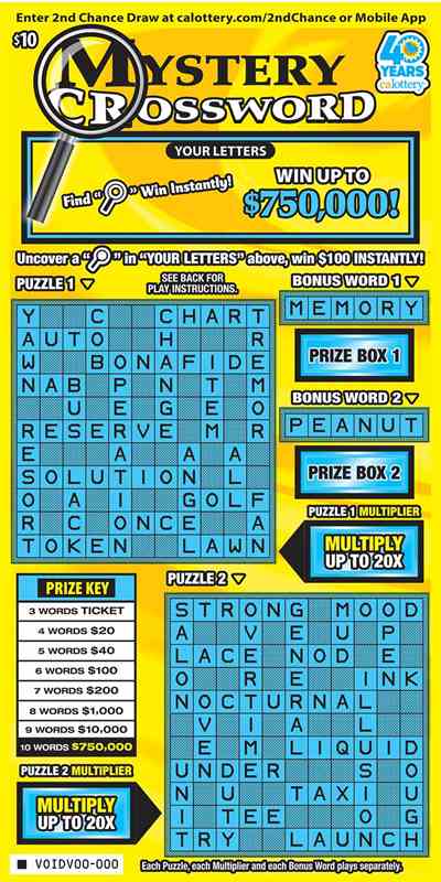Mystery Crossword scratchcard - game number #1708 - front