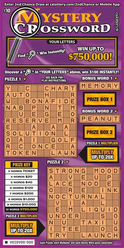 Mystery Crossword scratchcard - game number #1743 - front