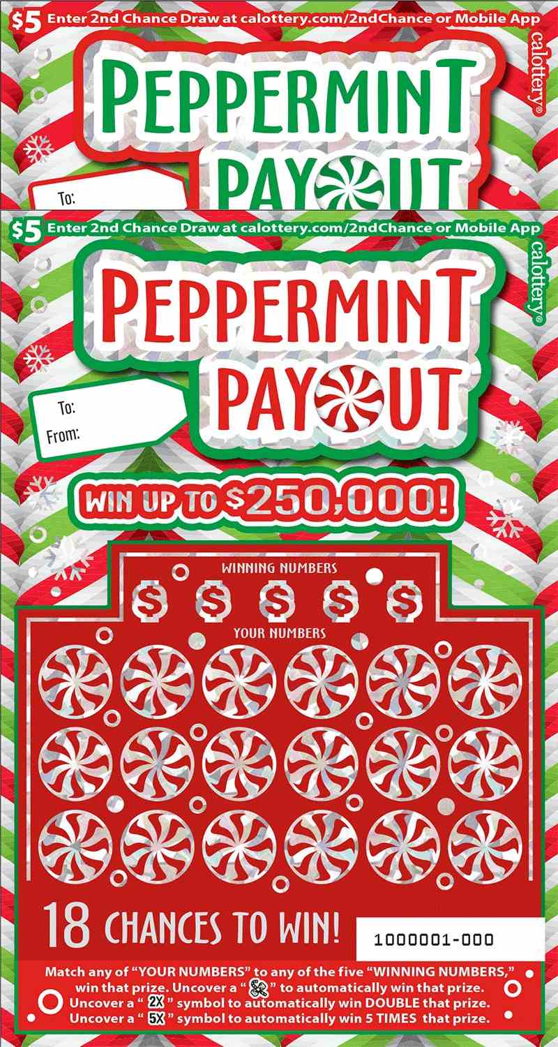 Peppermint Payout scratchcard - game number #1644 - front