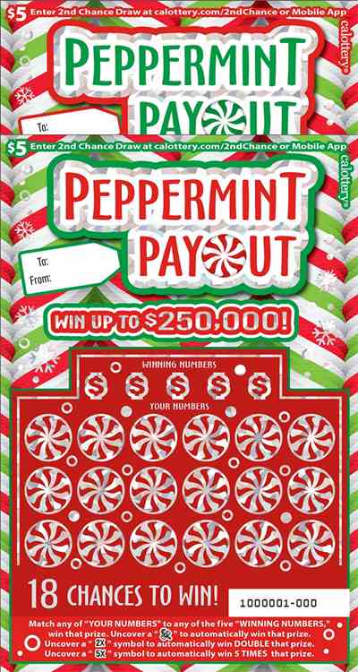 Peppermint Payout scratchcard - game number #1644 - front
