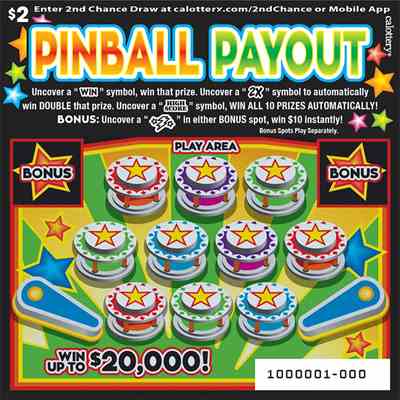 Pinball Payout scratchcard - game number #1630 - front