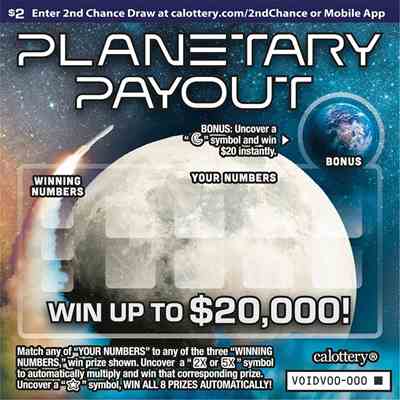 Planetary Payout scratchcard - game number #1741 - front