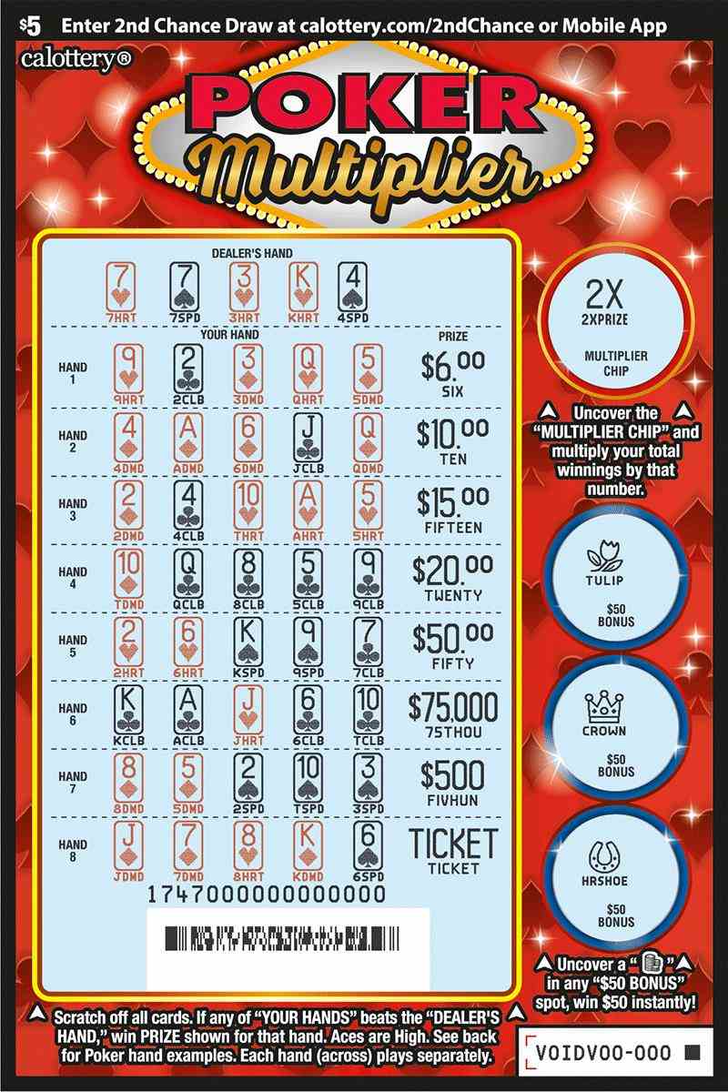 Poker Multiplier scratchcard - game number #1747 - front-scratched