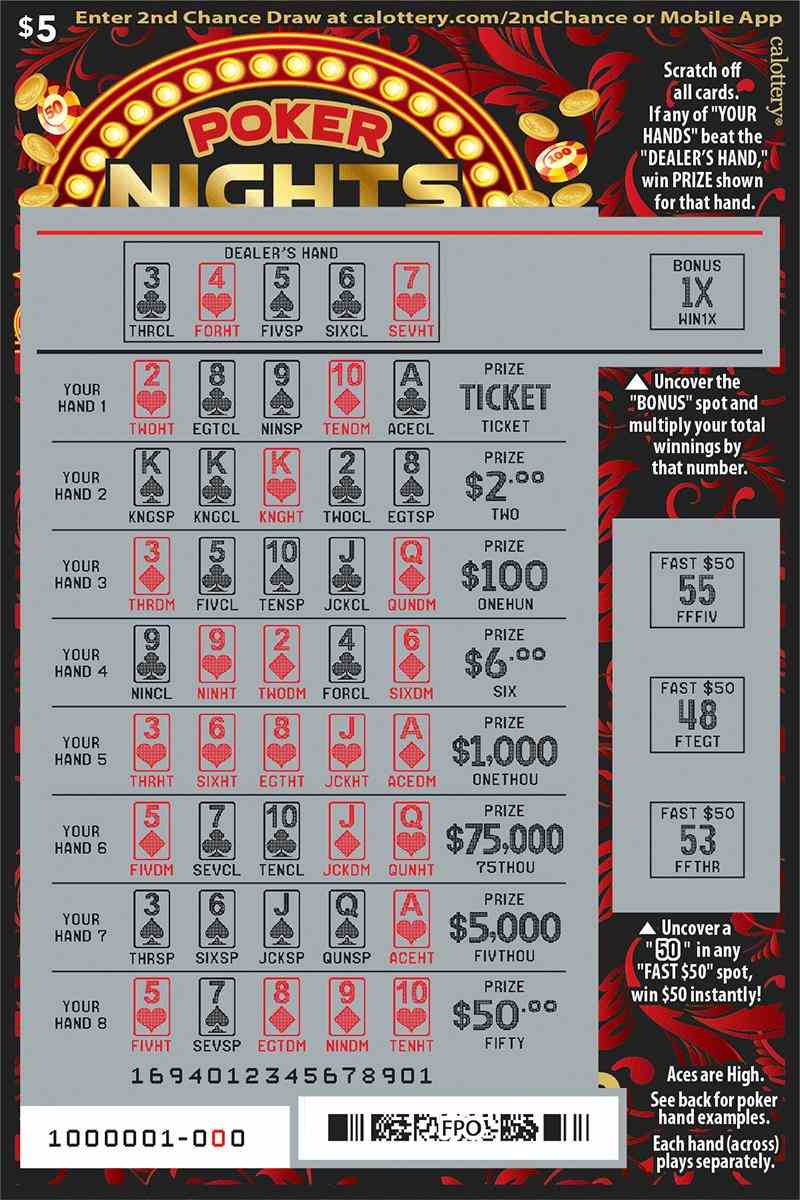 Poker Nights scratchcard - game number #1694 - front-scratched