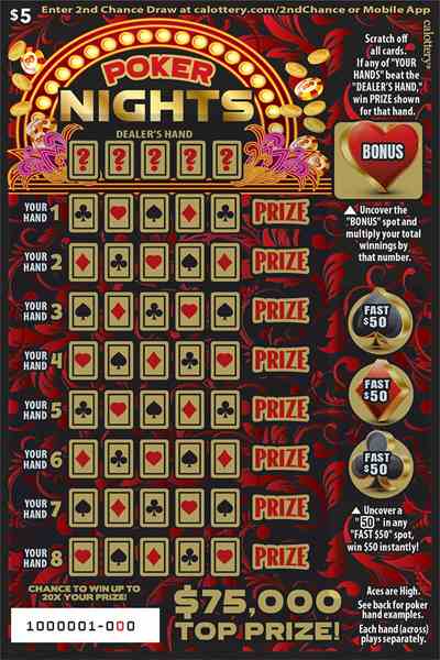 Poker Nights scratchcard - game number #1694 - front