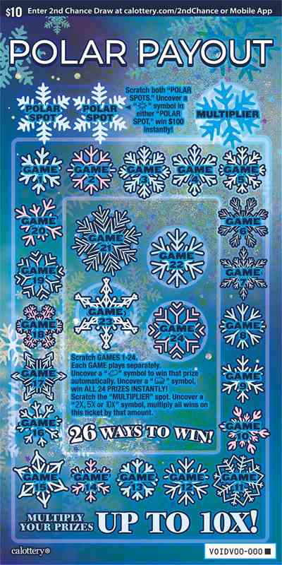 Polar Payout scratchcard - game number #1752 - front
