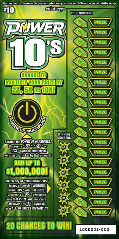 Power 10'S scratchcard - game number #1615 - front