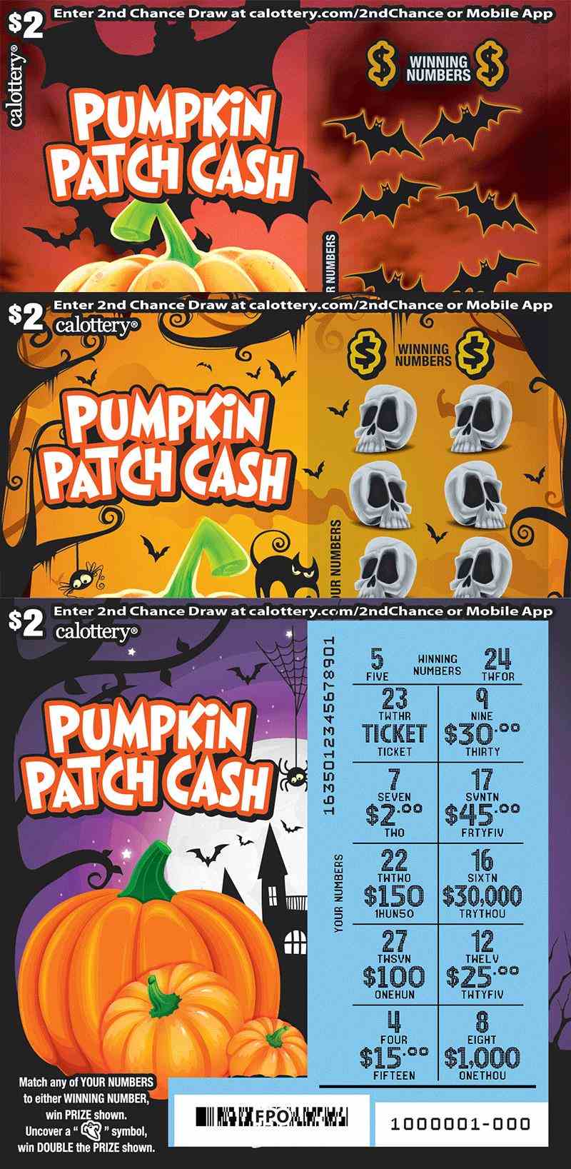 Pumpkin Patch Cash scratchcard - game number #1635 - front-scratched