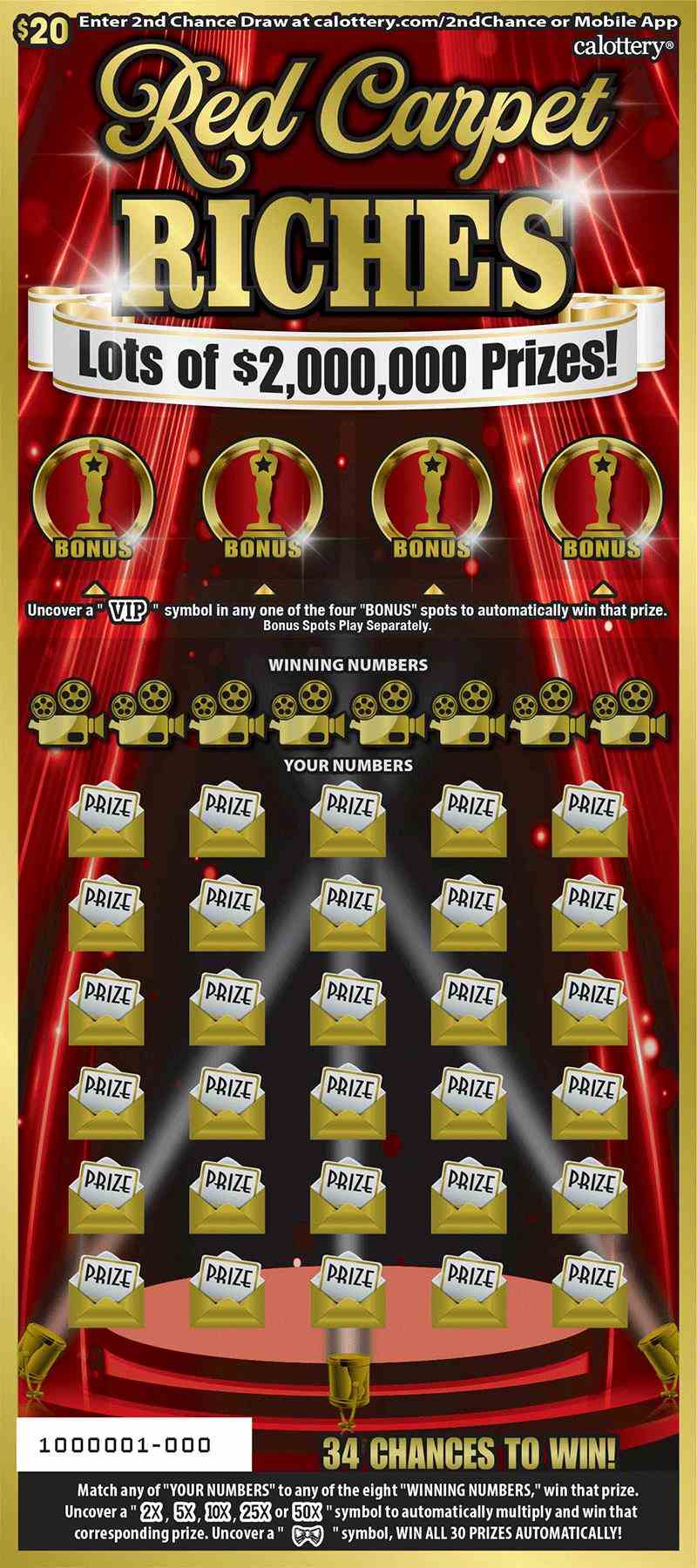 Red Carpet Riches scratchcard - game number #1714 - front