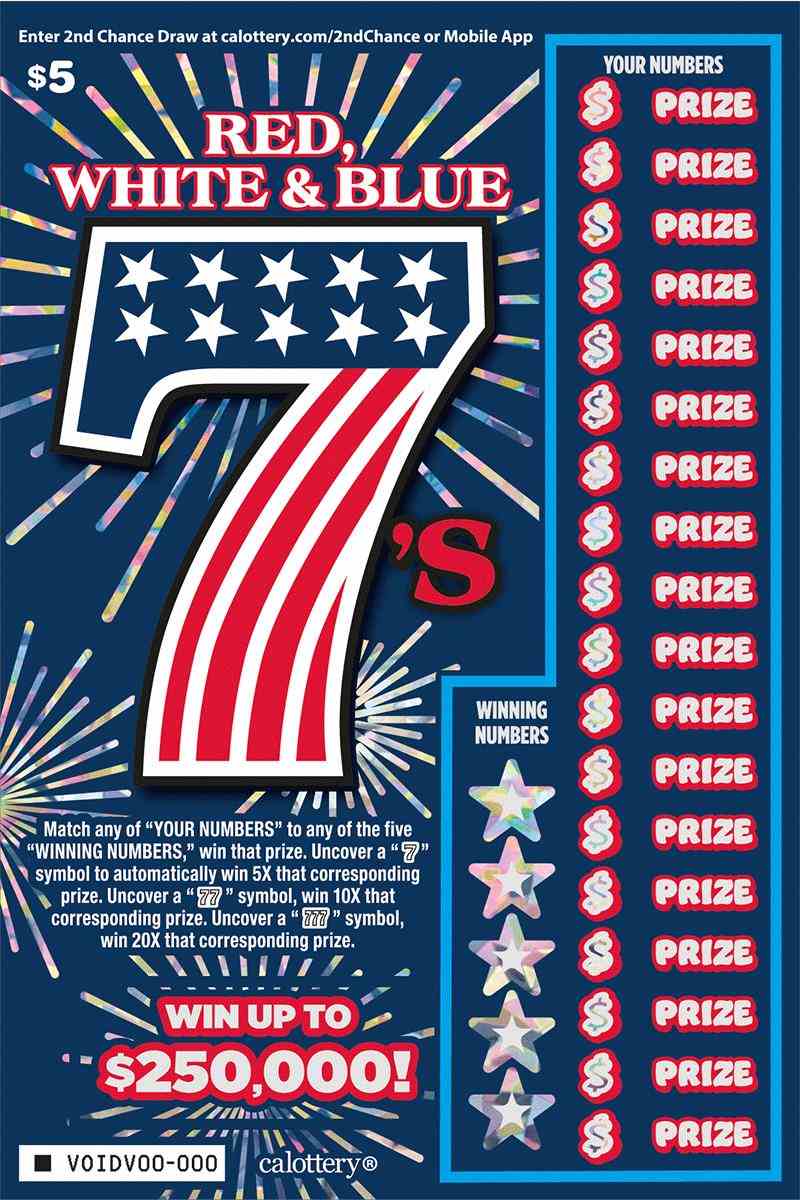 Red, White & Blue 7'S scratchcard - game number #1730 - front