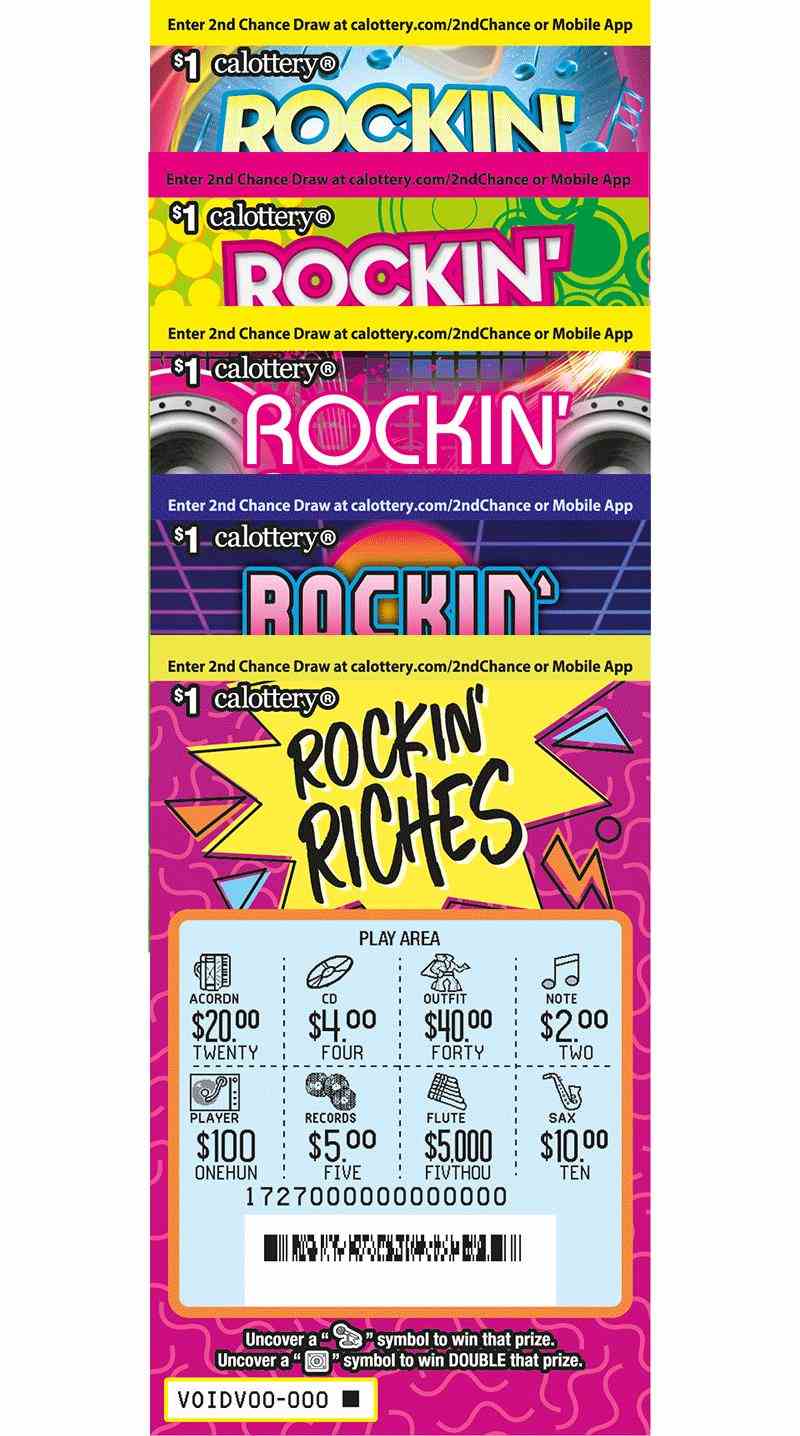 Rockin' Riches scratchcard - game number #1727 - front-scratched