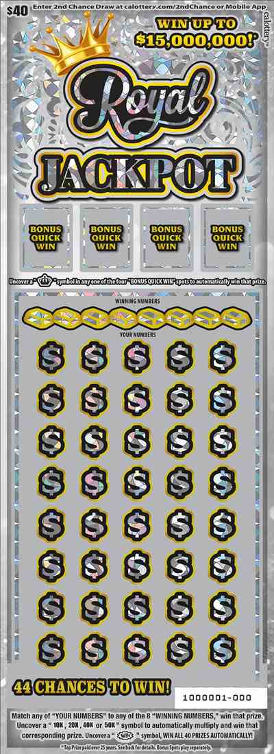Royal Jackpot scratchcard - game number #1718 - front