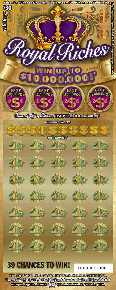 Royal Riches scratchcard - game number #1625 - front