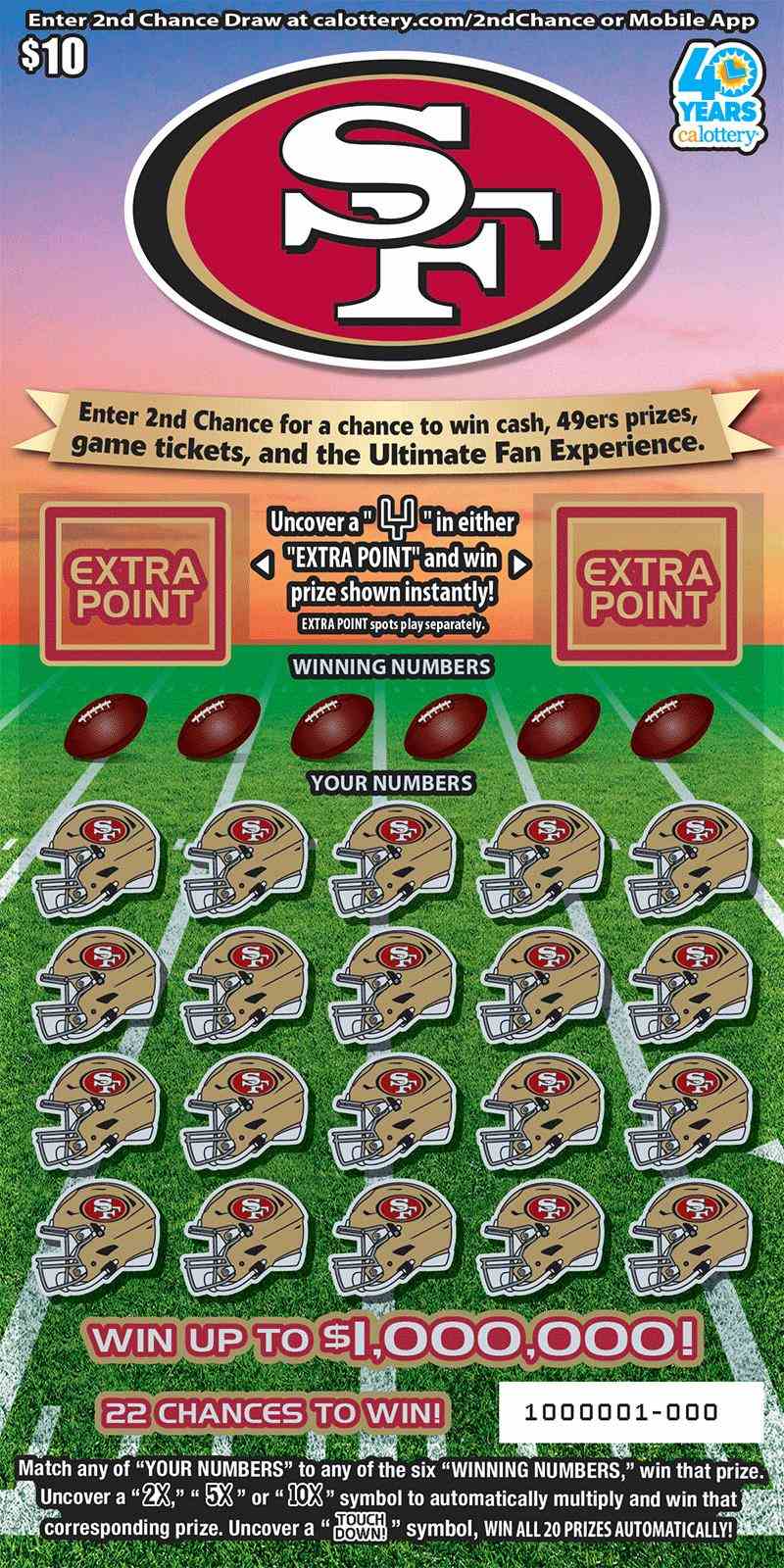 San Francisco 49Ers scratchcard - game number #1689 - front