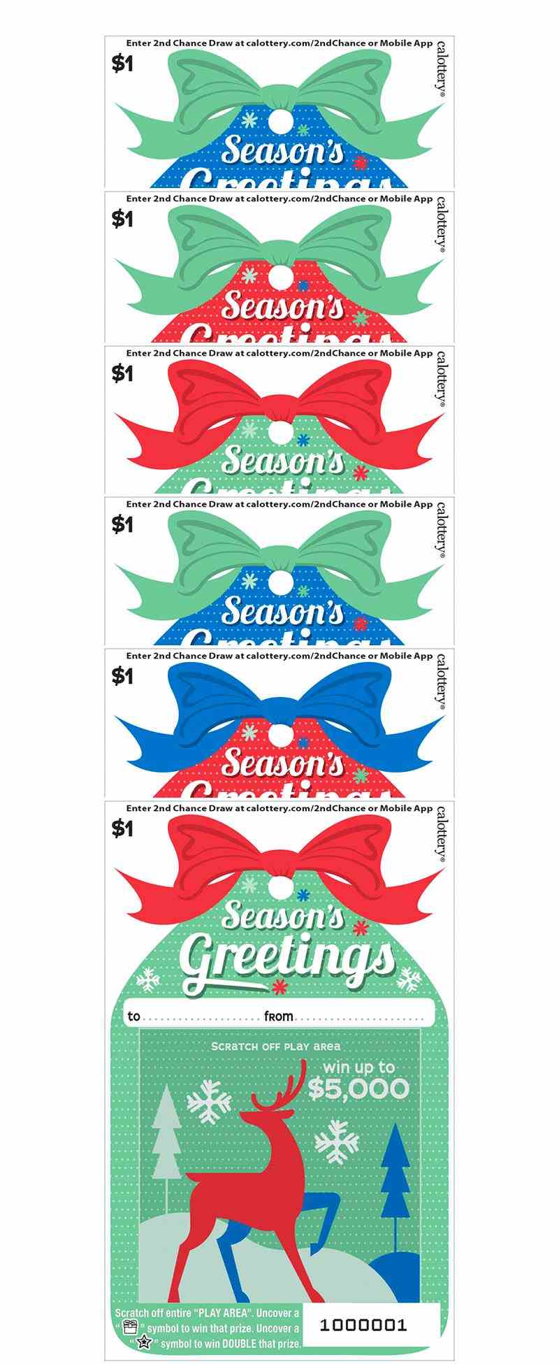 Season's Greetings scratchcard - game number #1697 - front