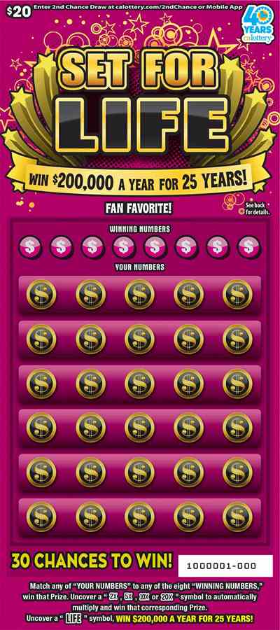 Set For Life scratchcard - game number #1705 - front